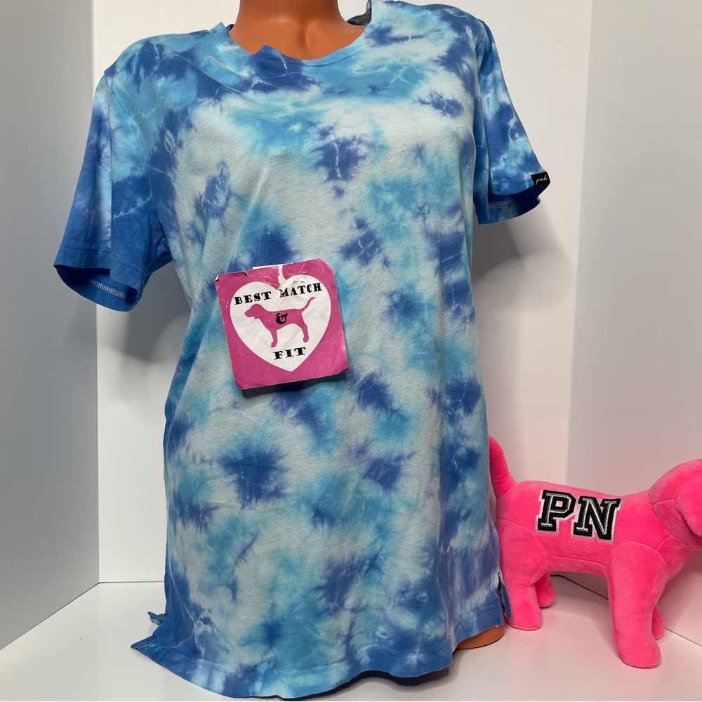 Victoria’s Secret PINK XS S Logo 100% Cotton T-shirt Tie Dye Crewneck